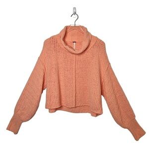 Free People Peach Be Yours Cozy Cowl Neck Women’s Balloon Sleeve Sweater Sz XS